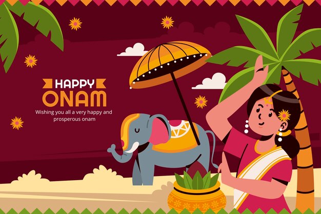 Flat happy onam background