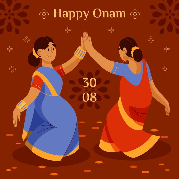 Free vector flat happy onam illustration