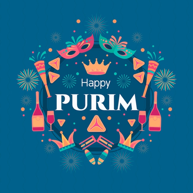 Free vector flat happy purim day concept