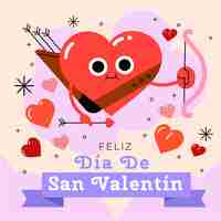 Free vector flat happy valentine's day illustration in spanish