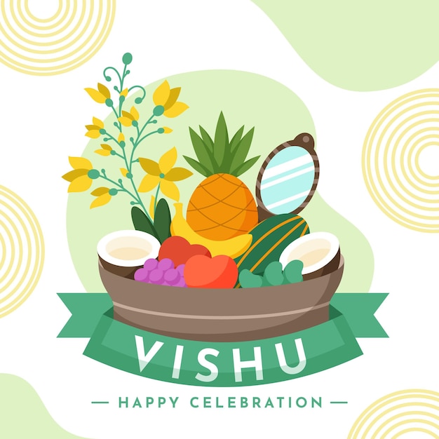 Flat happy vishu illustration