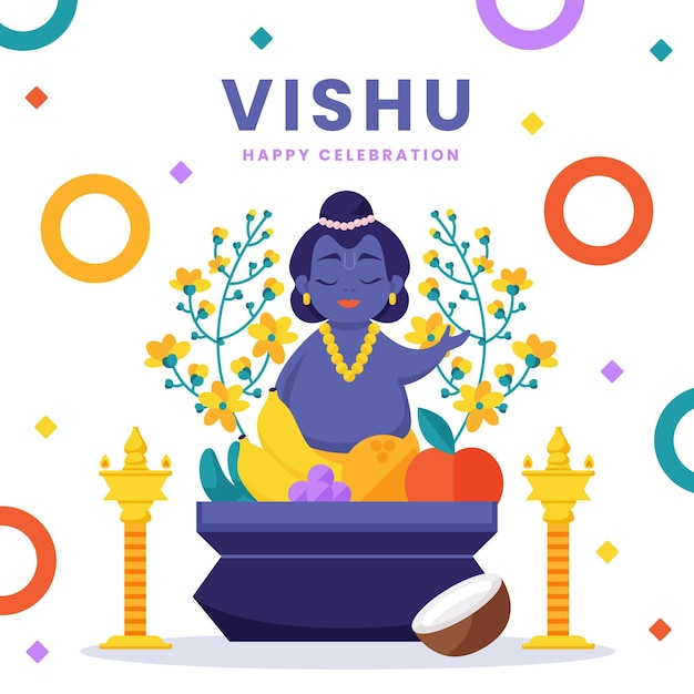 Flat happy vishu illustration