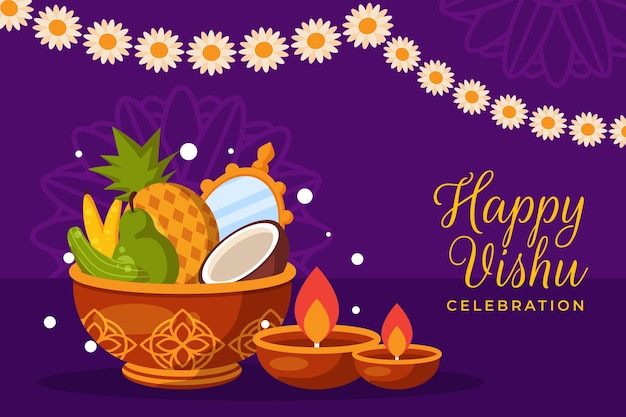 Flat happy vishu illustration