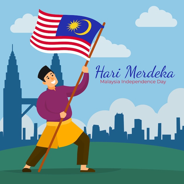 Flat hari merdeka illustration