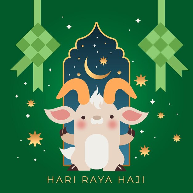 Flat hari raya haji illustration