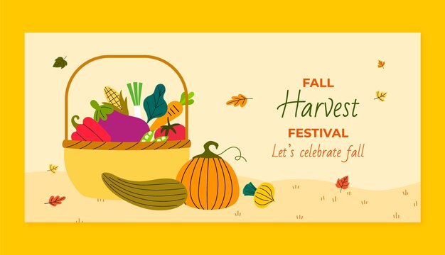 flat harvest festival celebration horizontal banner template