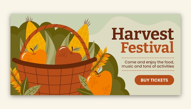 Flat harvest festival celebration horizontal banner template