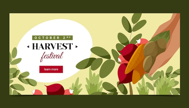 Free vector flat harvest festival celebration horizontal banner template