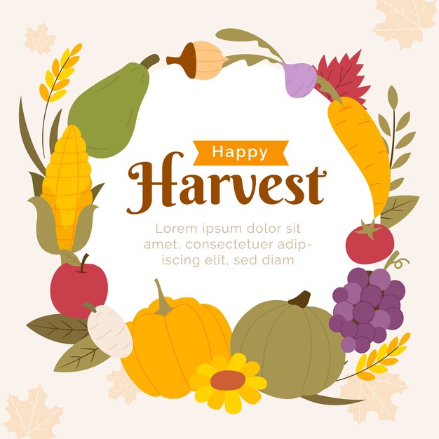 flat harvest festival celebration illustration
