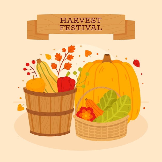 Free vector flat harvest festival celebration illustration