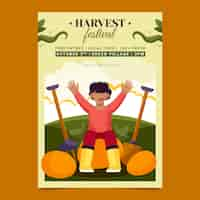 Free vector flat harvest festival celebration vertical flyer template