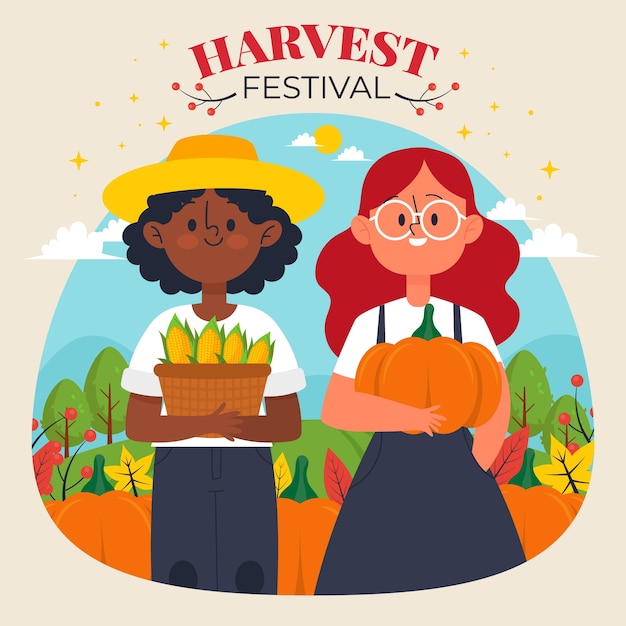 Free vector flat harvest festival illustration