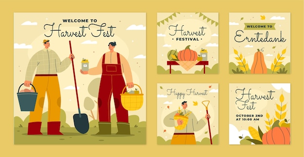 Flat harvest festival instagram posts collection