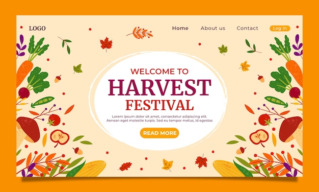 Free vector flat harvest festival landing page template