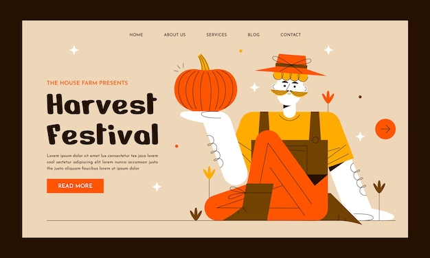 Free vector flat harvest festival landing page template