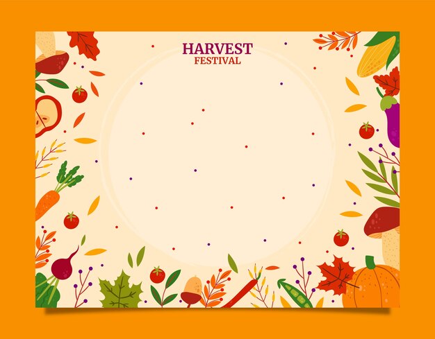 Flat harvest festival photocall template