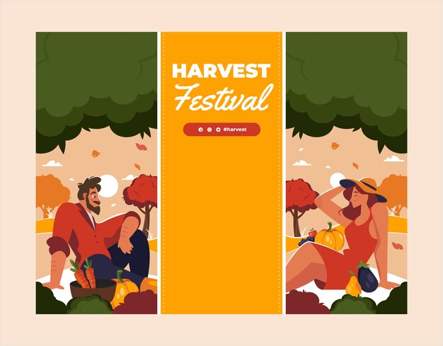Flat harvest festival photocall template
