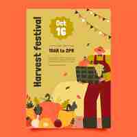 Free vector flat harvest festival vertical poster template