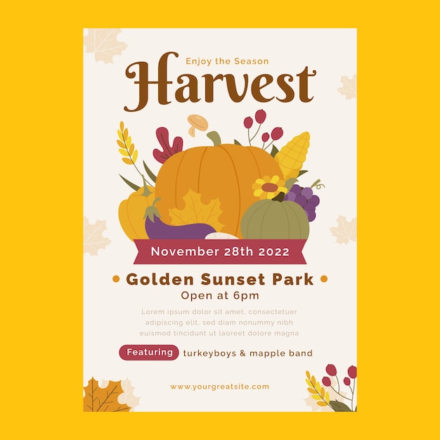 Free vector flat harvest festival vertical poster template