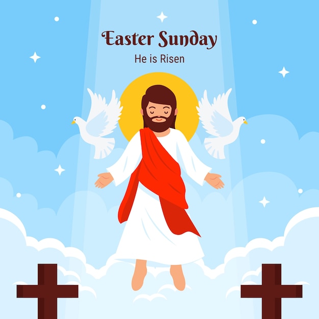 Free vector flat he is risen easter sunday illustration