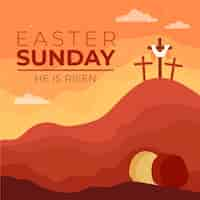 Free vector flat he is risen easter sunday illustration