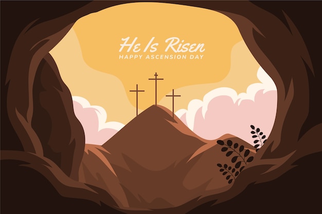 Free vector flat he is risen easter sunday illustration