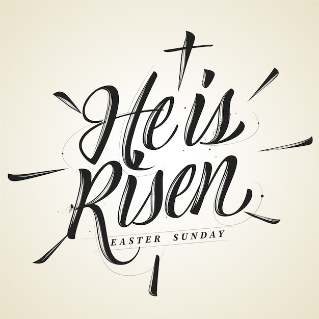 Free vector flat he is risen easter sunday lettering