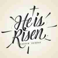 Free vector flat he is risen easter sunday lettering