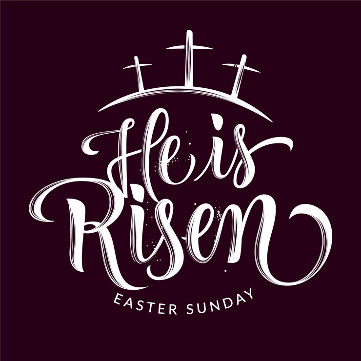 मुफ़्त वेक्टर flat he is risen easter sunday lettering