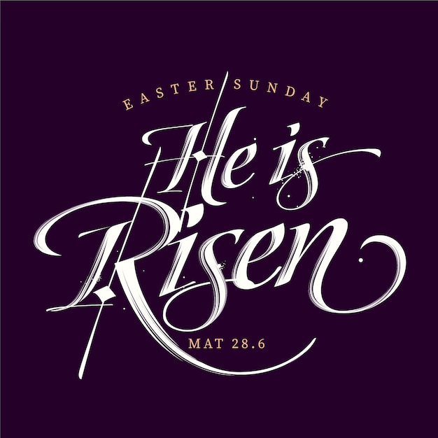 Free vector flat he is risen easter sunday lettering