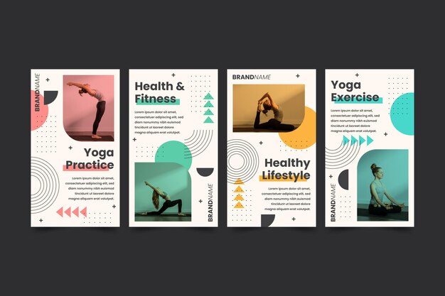 flat health and fitness instagram stories collection