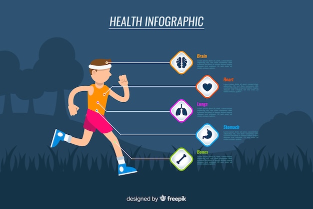 Vettore gratuito infographics di salute piatta degli atleti