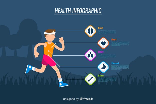 Flat health infographics of athletes