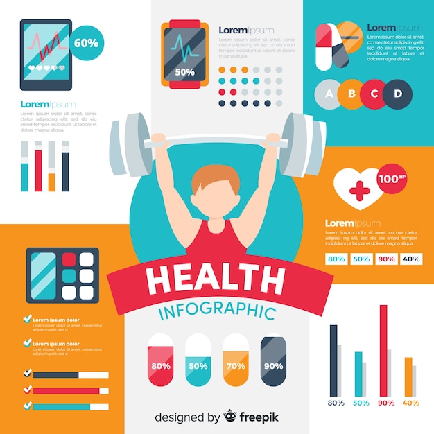 Free vector flat health infographics of athletes