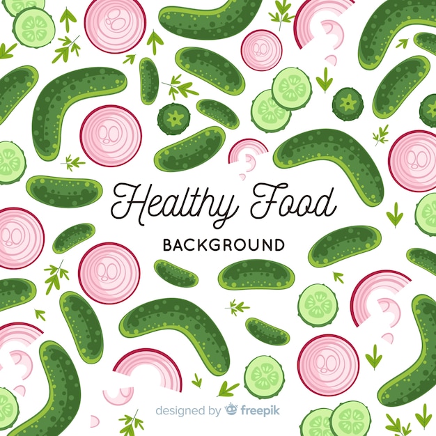 Бесплатное векторное изображение Фон плоский здоровой пищи