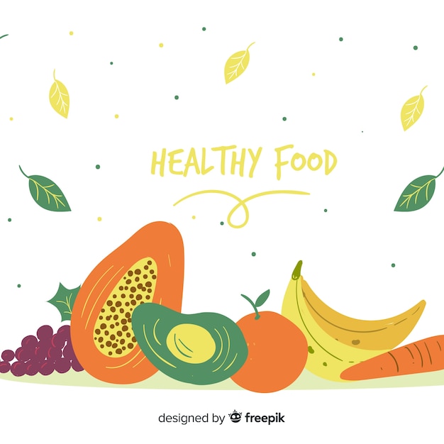 Бесплатное векторное изображение Фон плоский здоровой пищи