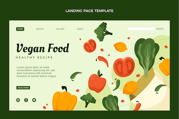 Free vector flat healthy food landing page template