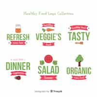 Free vector flat healthy food logo set