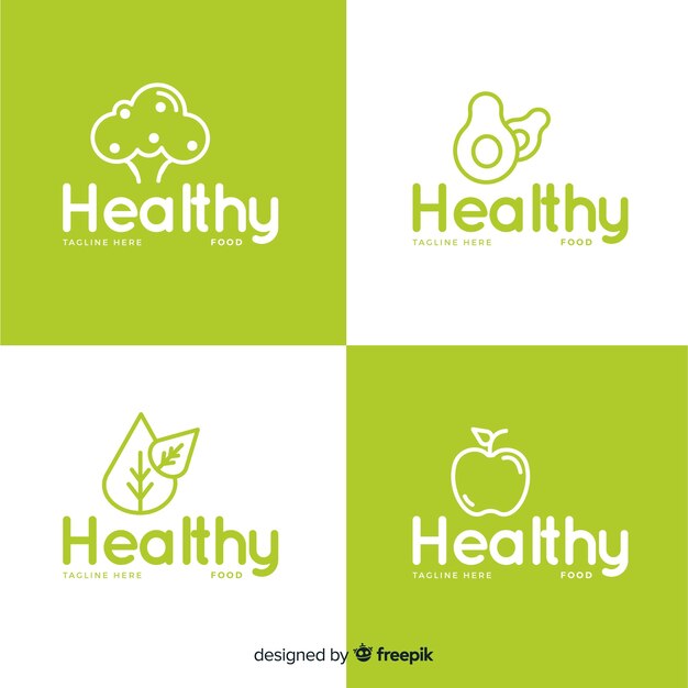 Набор плоских здоровой пищи логотип