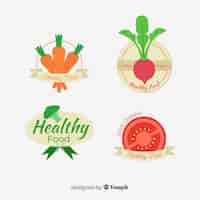 Free vector flat healthy food logos