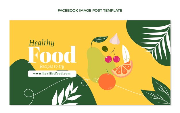 Flat healthy food social media post template