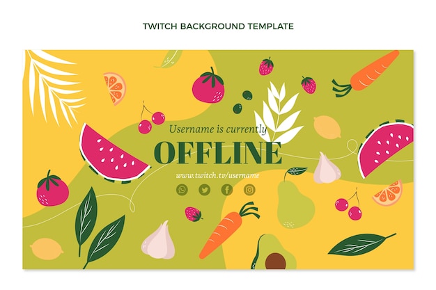 Flat healthy food twitch background