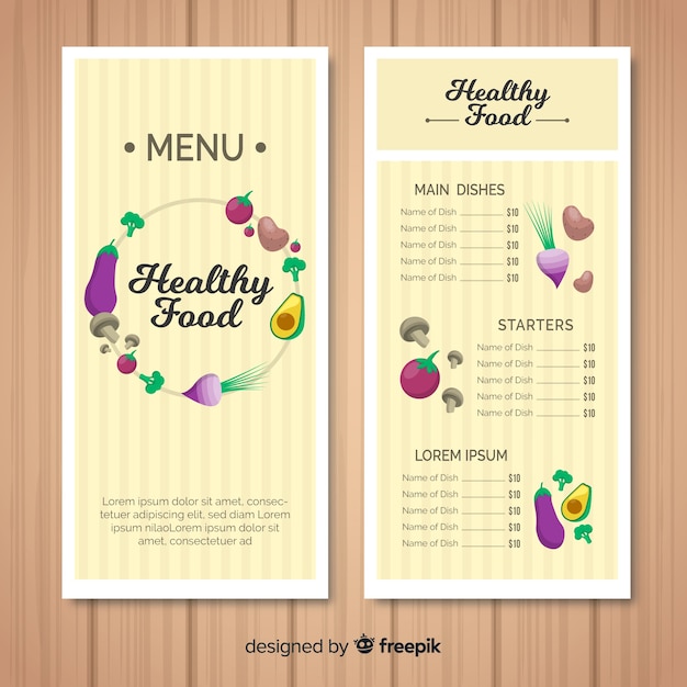 Free vector flat healthy food wreath menu template