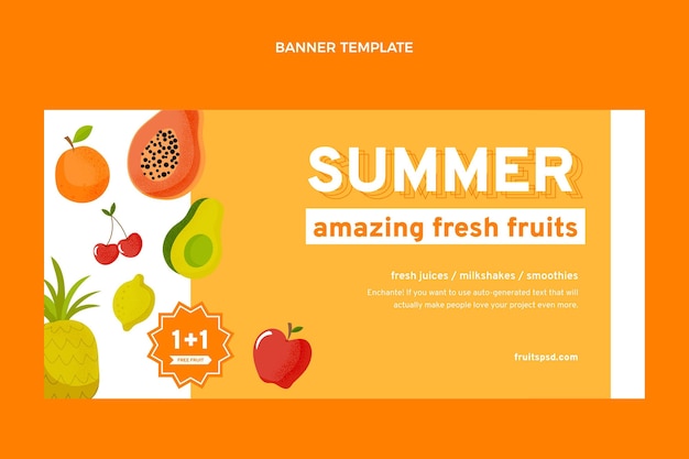 Free vector flat healthy fruits sale background