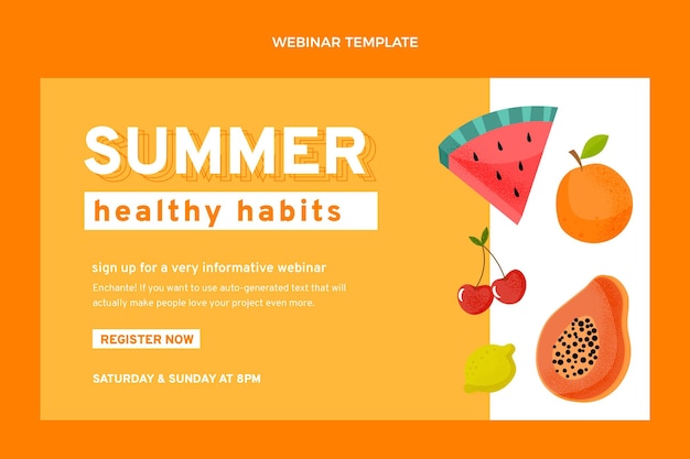 Flat healthy fruits webinar