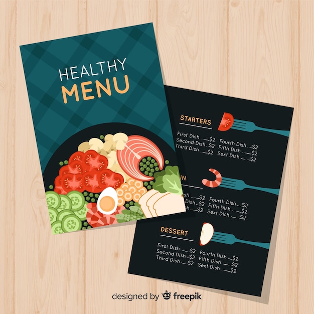 Free vector flat healthy menu template