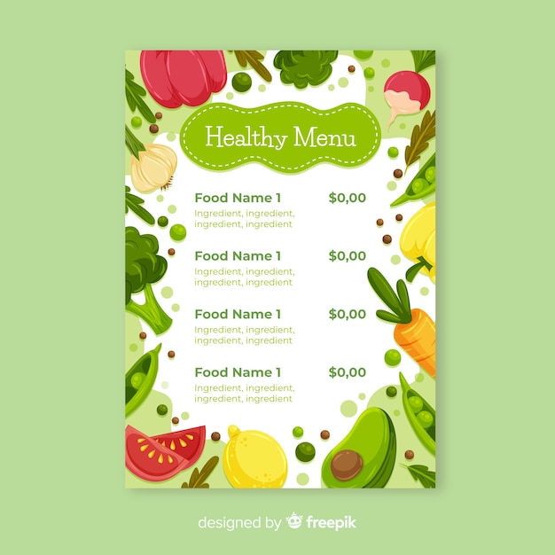 Flat healthy menu template