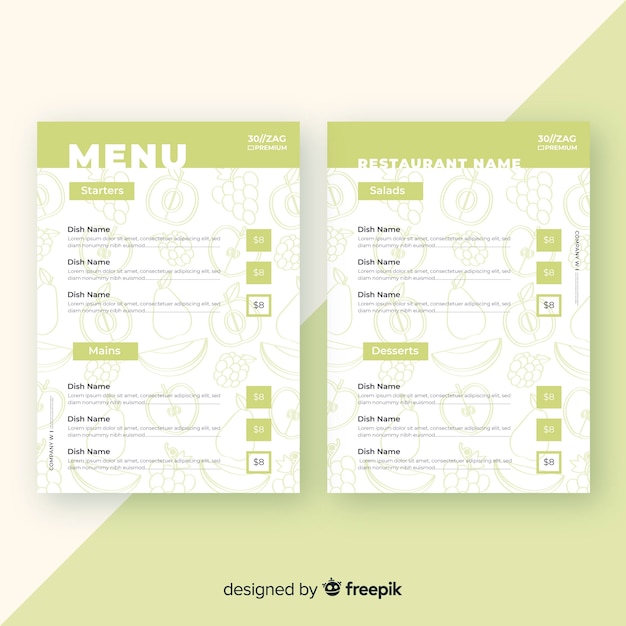 Free vector flat healthy menu template