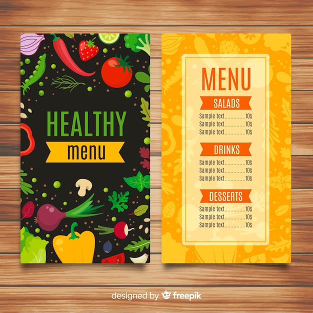 Free vector flat healthy menu template