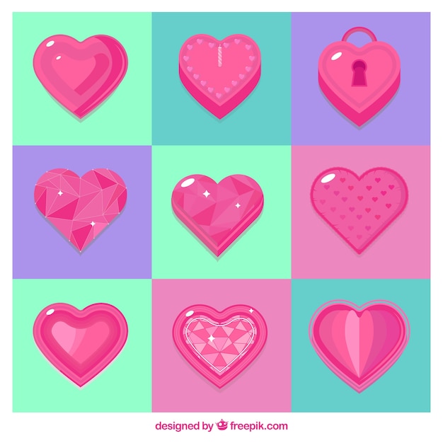 Free vector flat heart collection